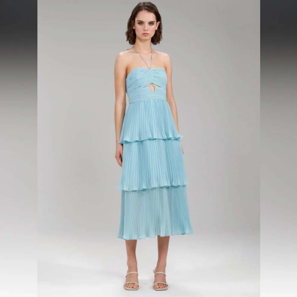 NWT 🔥🔥 Self Portrait Chiffon Midi Dress - Picture 2 of 14